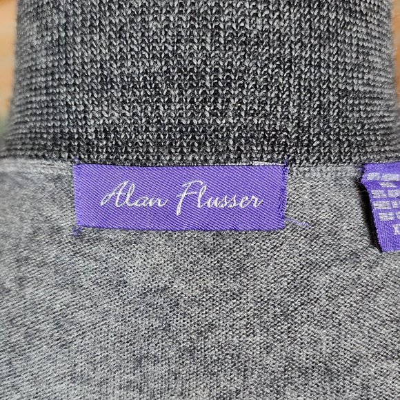 Alan Flusser Merino Wool Blend 1/4 Zip Pullover Sweater Gray Size XXL - Picture 6 of 7